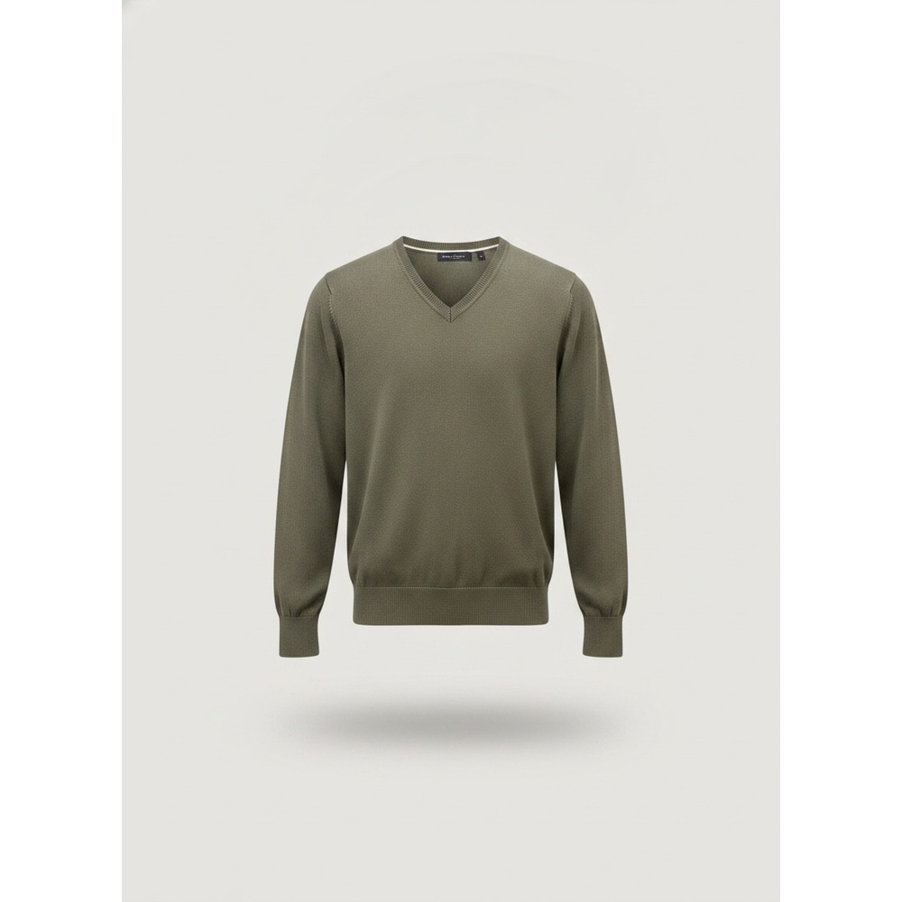 Banana Republic Silk Cashmere VNeck Sweater Mens Large Olive Green Knit Pullover